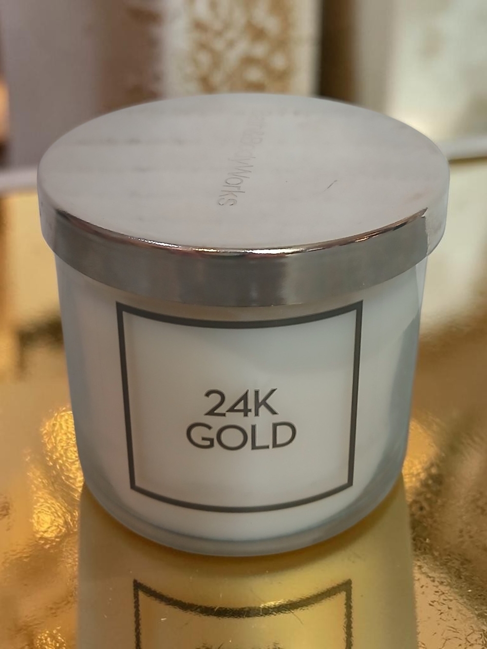 Bath & Body Works 24K Gold White Candle with Silver Lid